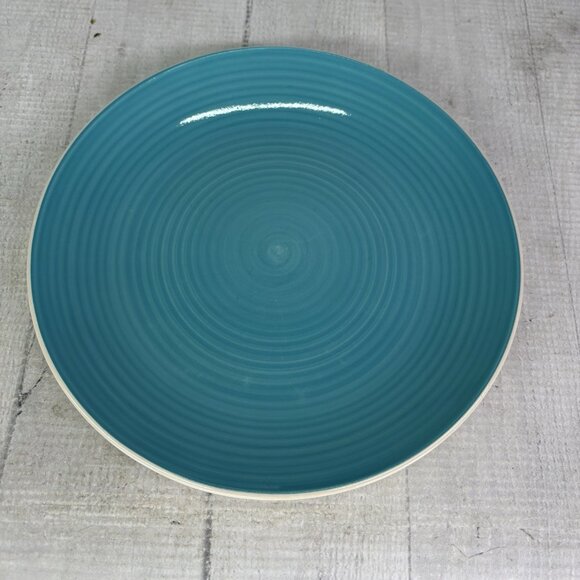 Dover & York DYO1 CIRCLES Rings Swirl Aqua Stoneware Coupe Salad Plates Set of 3 - Picture 6 of 16
